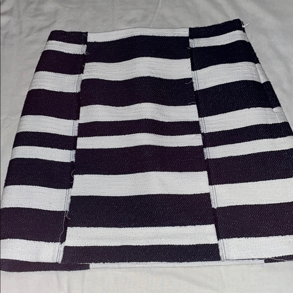 Loft Navy and White Striped Midi Skirt